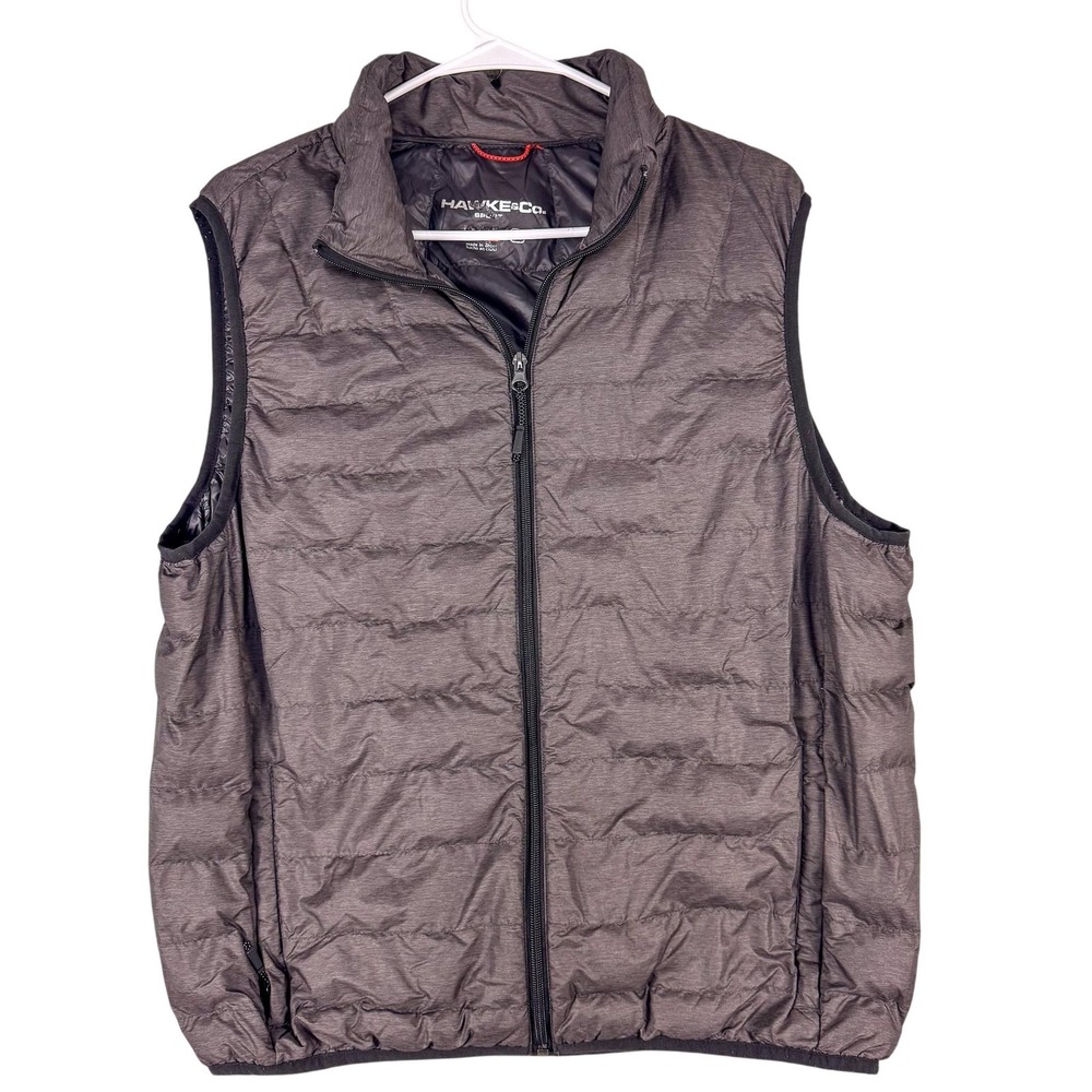 Hawke & Co Sport Vest Mens Medium Gray Puffer Down Blend Quilted Full Zip HDN569